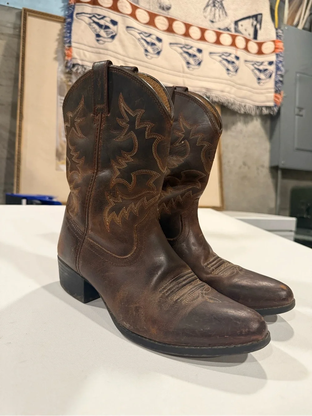 Ariat Brown Leather Kids Western Cowboy Boots